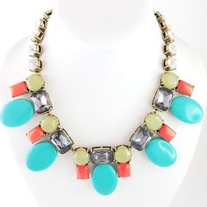 J. Crew Statement Necklace aqua coral pop with neutrals